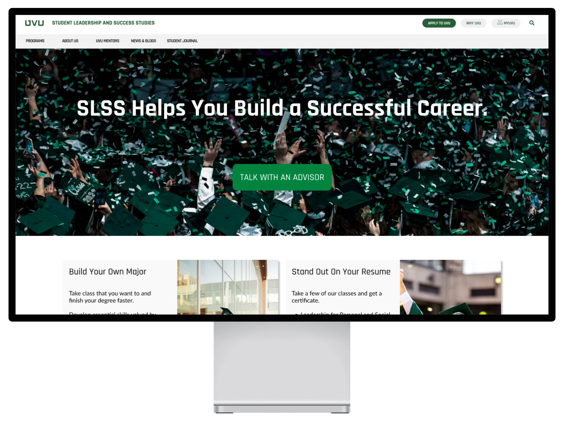 SLSS website on a monitor