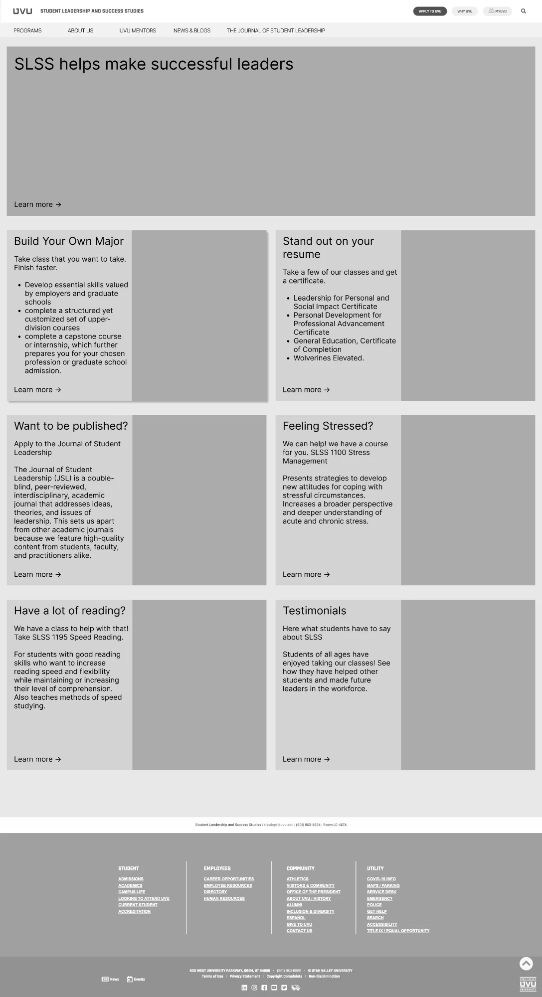 Home page wireframe